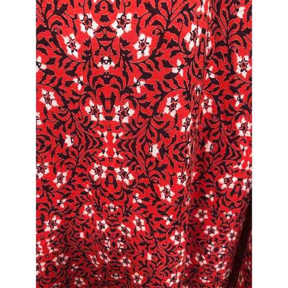 Dress Floral Print Red V-Neck - Picture 3 of 3